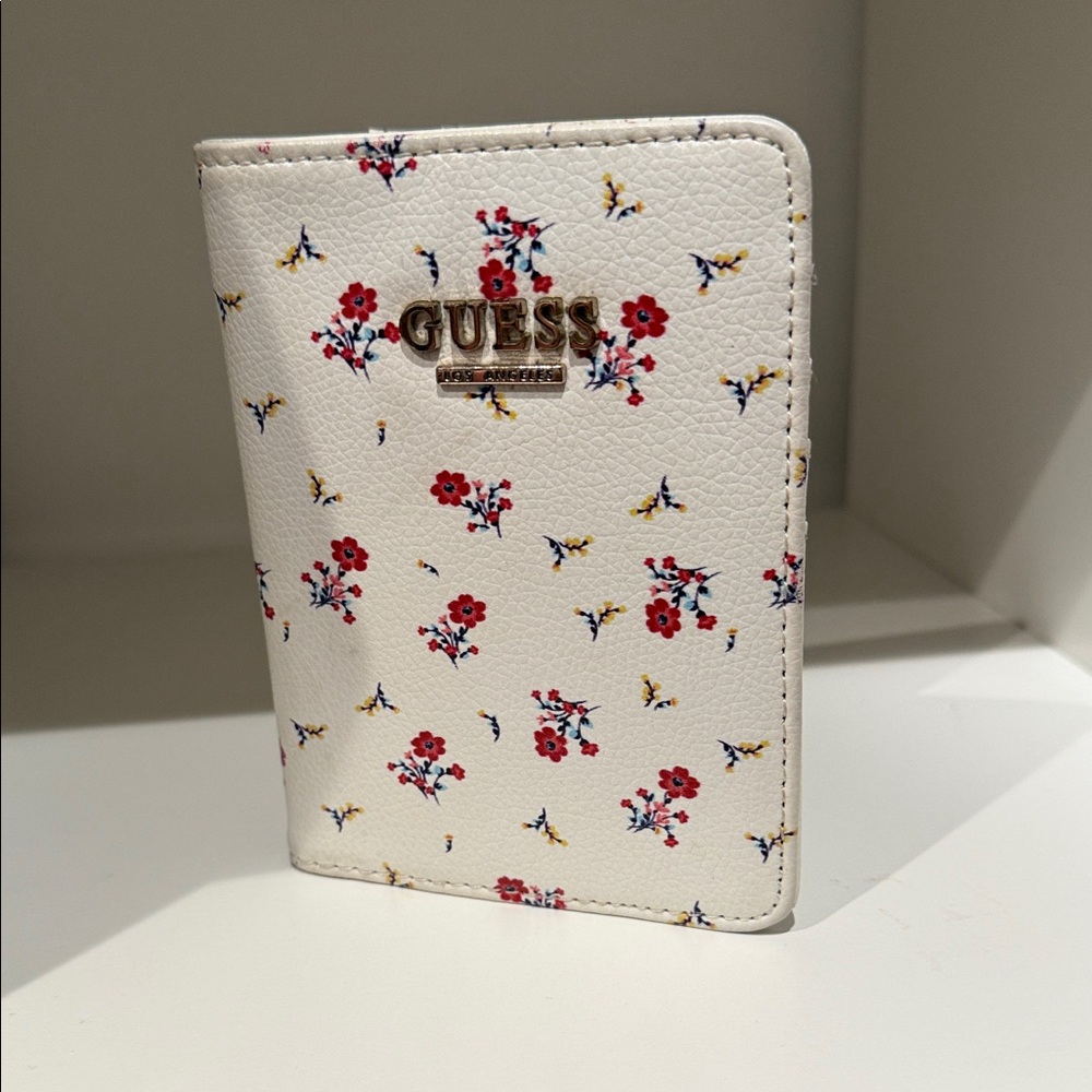 GUESS White Floral Passport Wallet